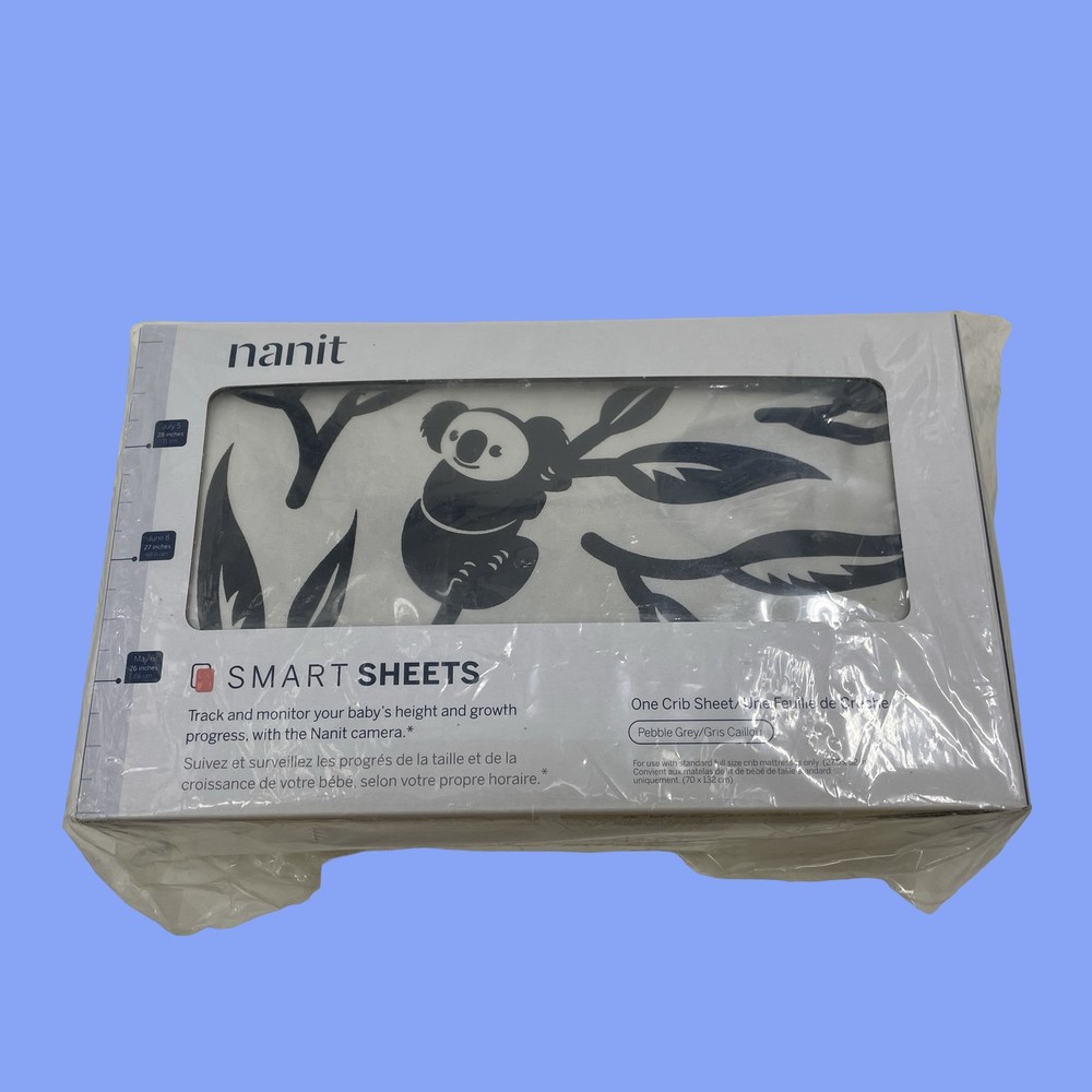 Nanit Smart Sheets 100% Cotton Fitted Crib Sheets Pebble Gray #1078