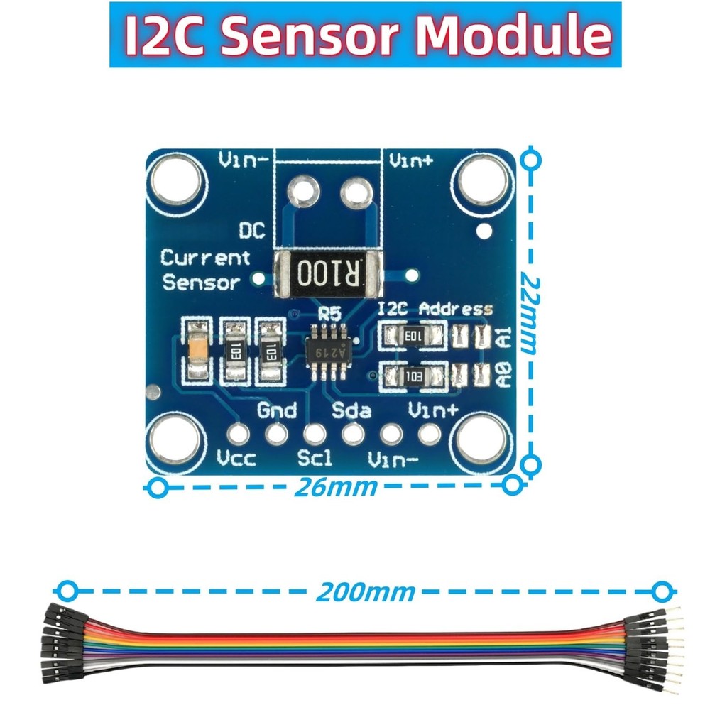 6Pcs INA219 I2C Bi-Directional DC Current Power Supply Sensor Breakout Module