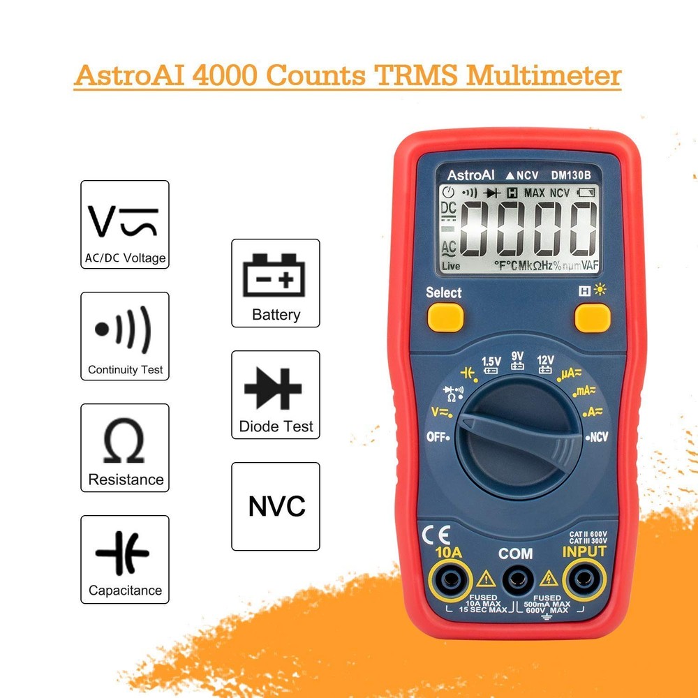 AstroAI Digital Multimeter Volt Meter 4000 Count and 6000 Bundle Red
