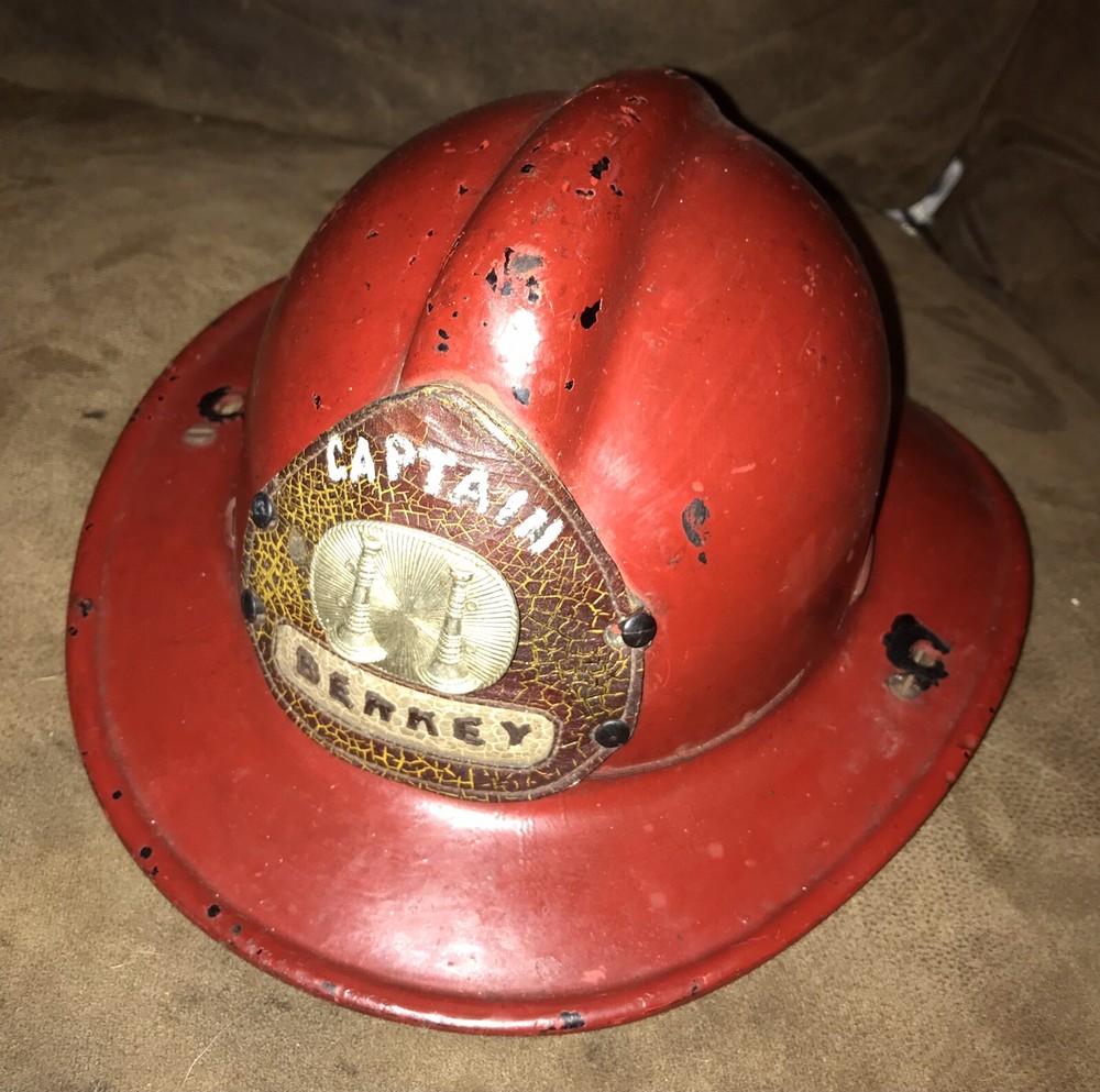 Antique MSA Fire Helmet with Leather Front Piece.