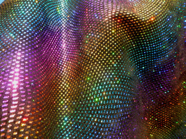 Pigskin leather hide Flashing Glitter Metallic Rainbow Waves Pattern 1.5oz