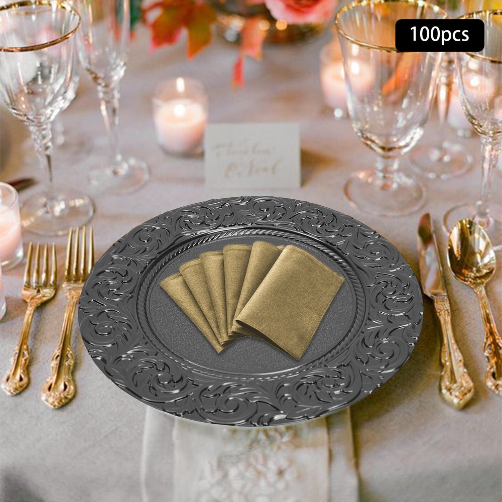 100* 13" Charger Dinner Plate Spraying Paint Process Party Dinner Plates Black