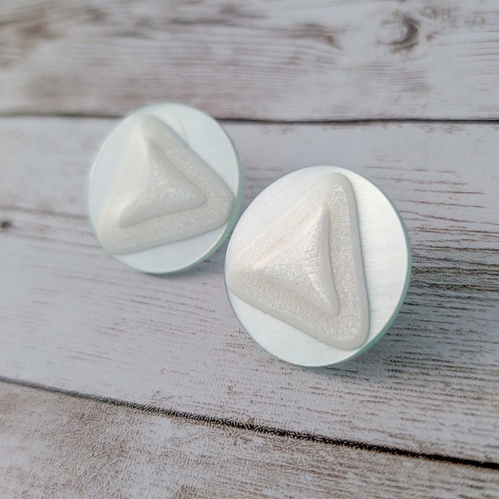 Vintage Stud Earrings Large Pearlescent Green & Cream