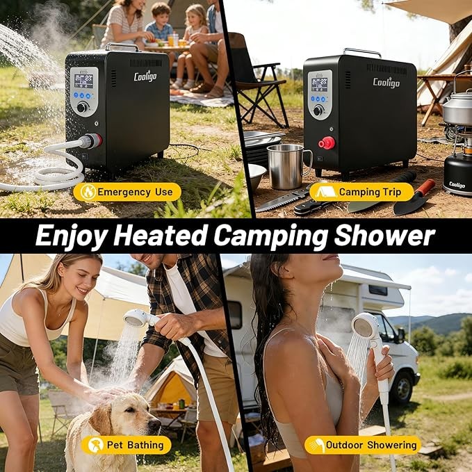4500mah Battery Portable Water Heater for Camping Propane Camp Shower 40900 BTU