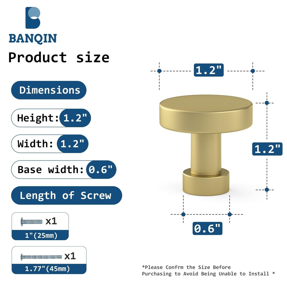 20 Pack Gold Cabinet Knobs and Pulls - Round Drawer Knobs, Brushed Brass for ...