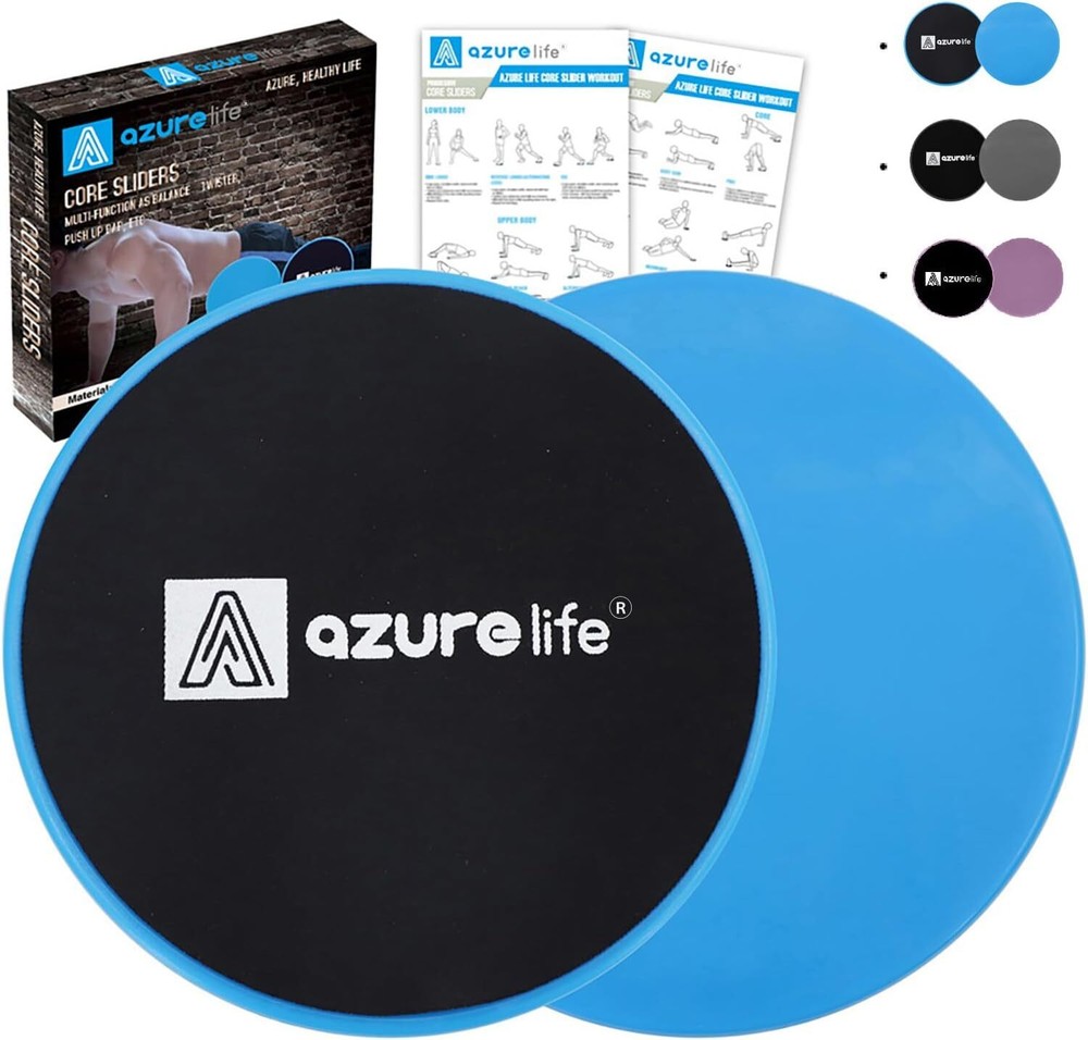 A AZURELIFE Exercise Core Sliders, Dual Sided Gliding Discs Use Blue