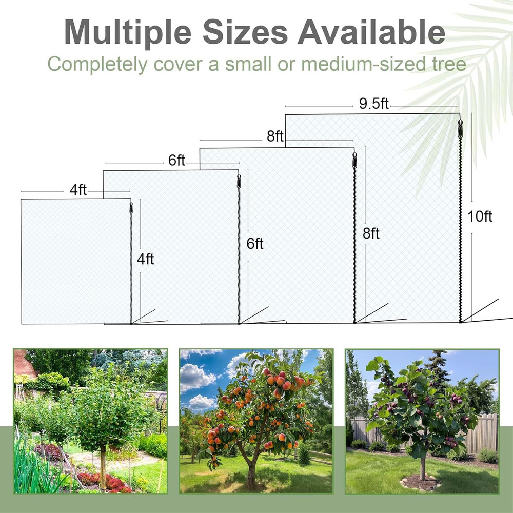 Fruit Tree Netting Cover with Zipper & Drawstring, 2 Packs 4Ft X 4Ft Insect Bird
