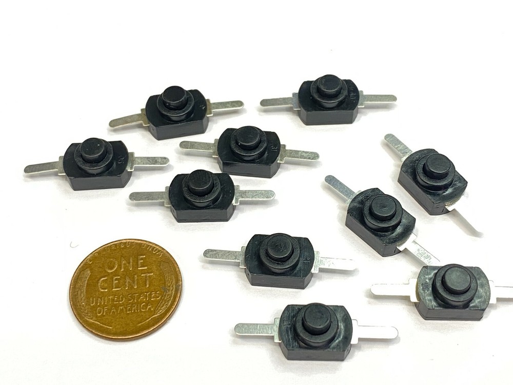 10 Pieces Small black push button switch latching locking flashlight 1a 2pin B5