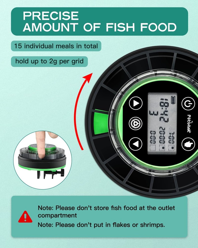 Automatic Fish Feeder for Aquarium - Moisture-Proof and Precision Feeding Bet...