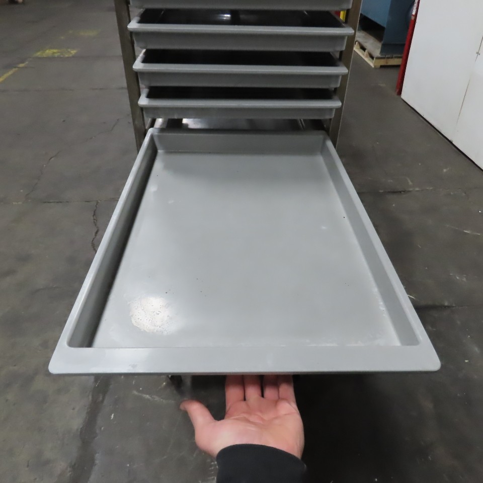 M & E Mfg. Stainless Steel Single End Load Nesting Baking Rack 20 Pan Capacity