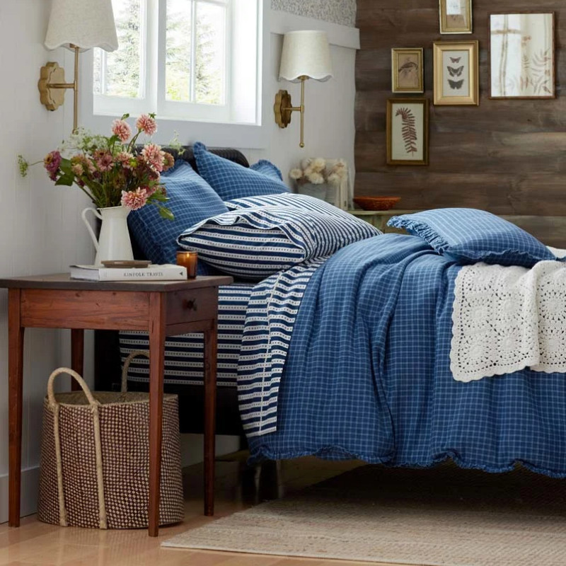 Heather Taylor Home Mini-Prints Garment Washed Cotton Percale Bed Sheet Set