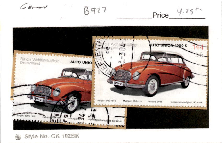 Germany, Postage Stamp, #B927 (2 Ea) Used, 2003 Automobile (AF)