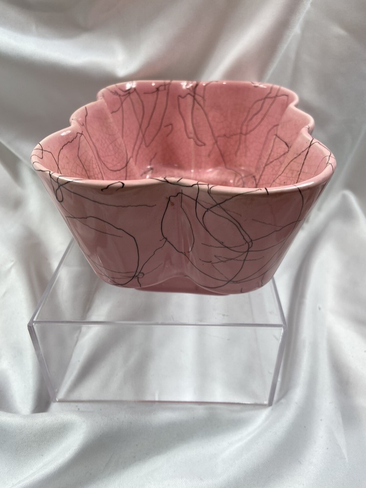VINTAGE Pink And Black Pottery Planter
