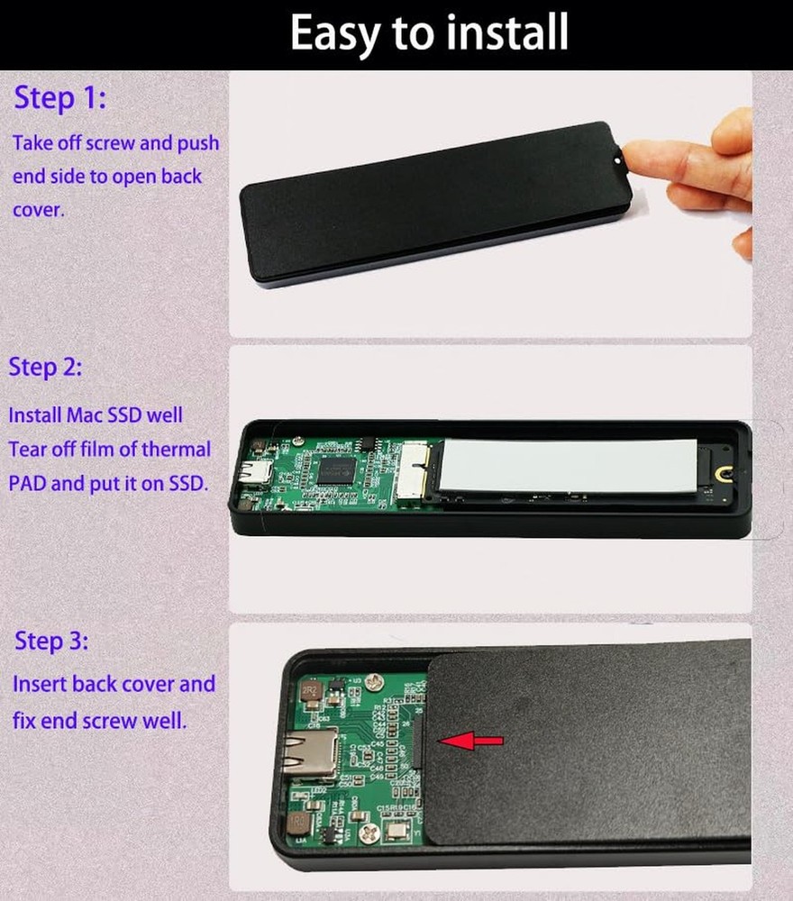 Sintech USB 3.2 External Case,USB Type C Enclosure,Compatible with 28Pin MacB...
