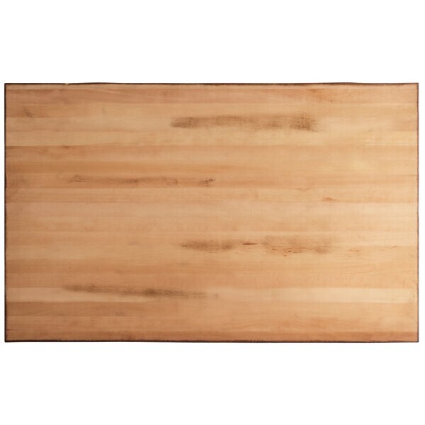 30" x 48" Rectangular Solid Wood Live Edge Restaurant Table Top in Natural Wood