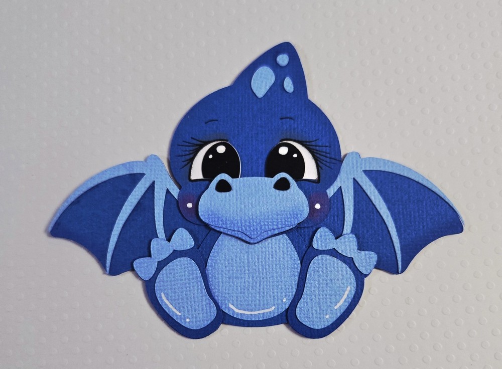 Blue Pterodactyl. Scrapbook, Card making Paper Piecing
