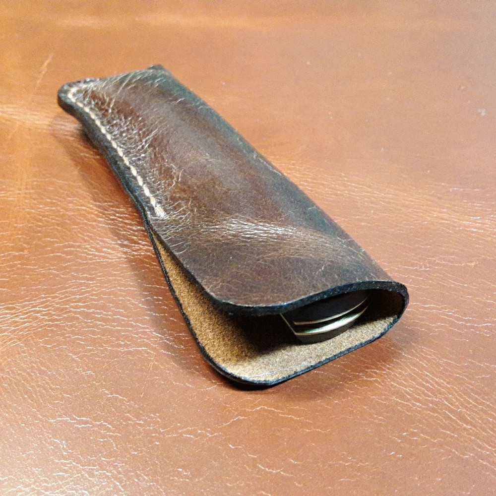 Sod Buster,Leather Folding Knife Slip Sheath,Pull-up Leather Sheath Only