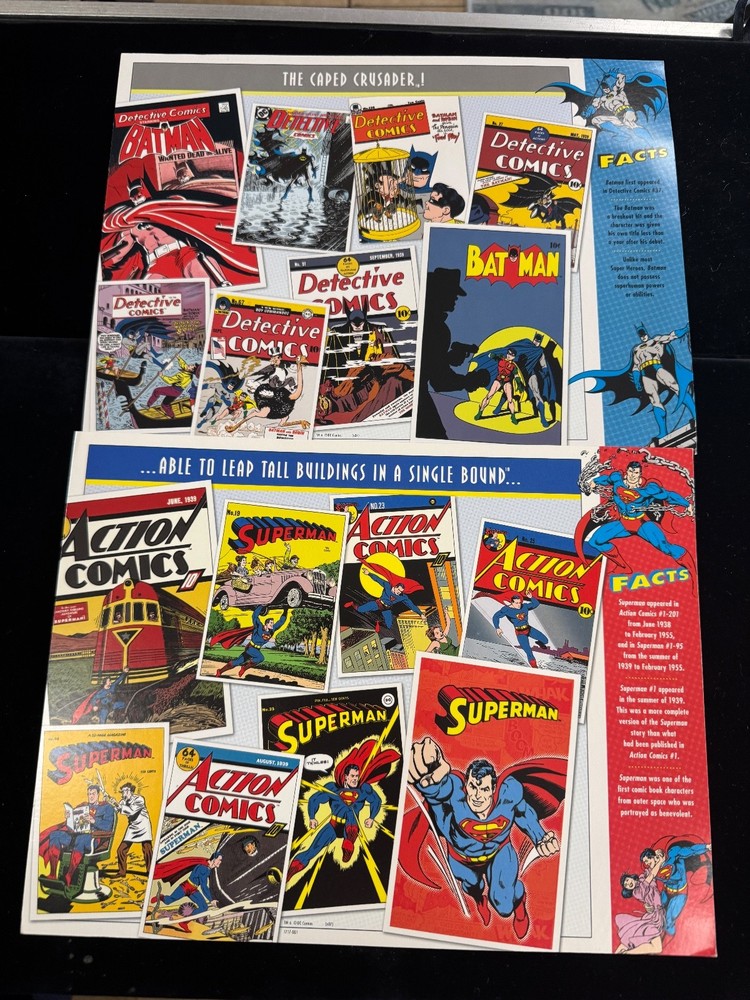 BATMAN & SUPERMAN PATCH on INFO CARD ~ Willabee & Ward ~ DC COMICS PATCHES