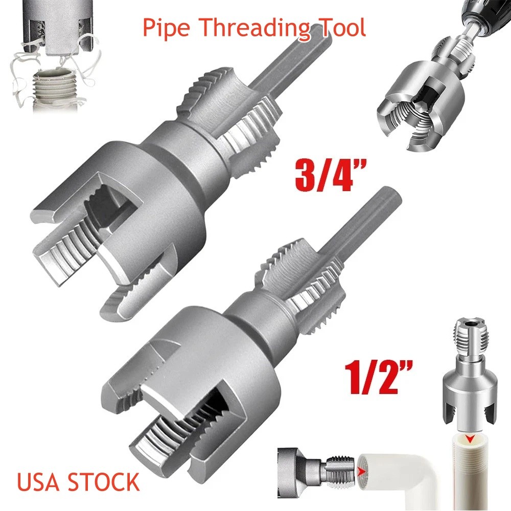 Dual Function Pipe Threading Tool Internal & External for 1/2" 3/4" Water Pipe