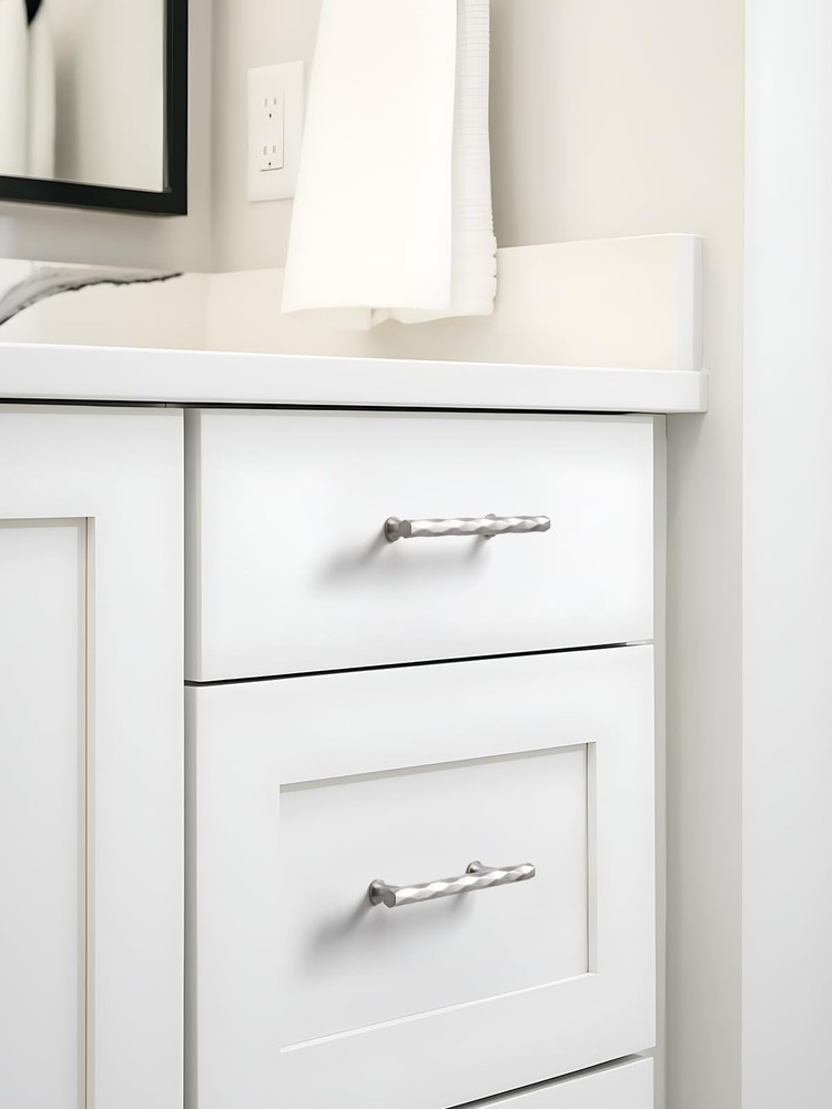 Hammered Silver Cabinet Pulls - 5 in Hole Center, 10 Pack for Kitchen & Bathroom