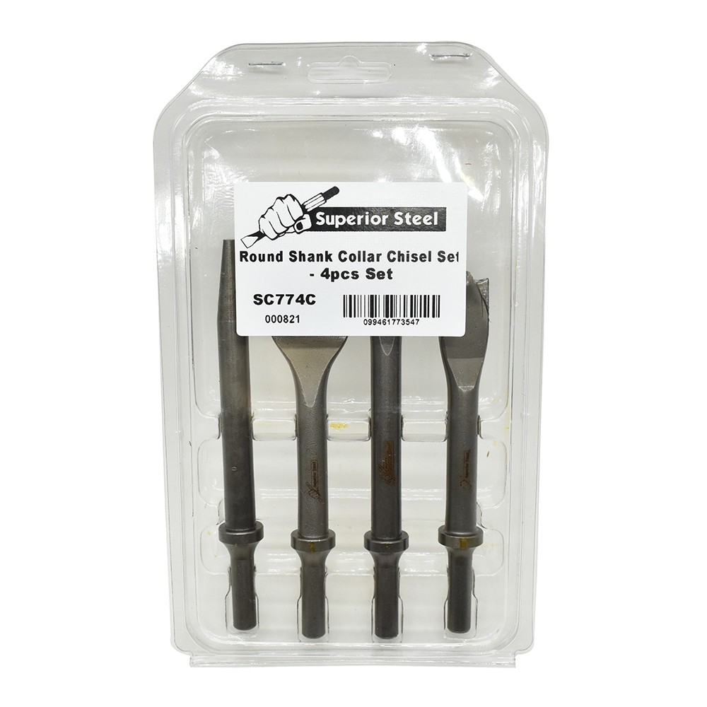 SC774C - 4 Piece Round Shank Collar Chisel Set