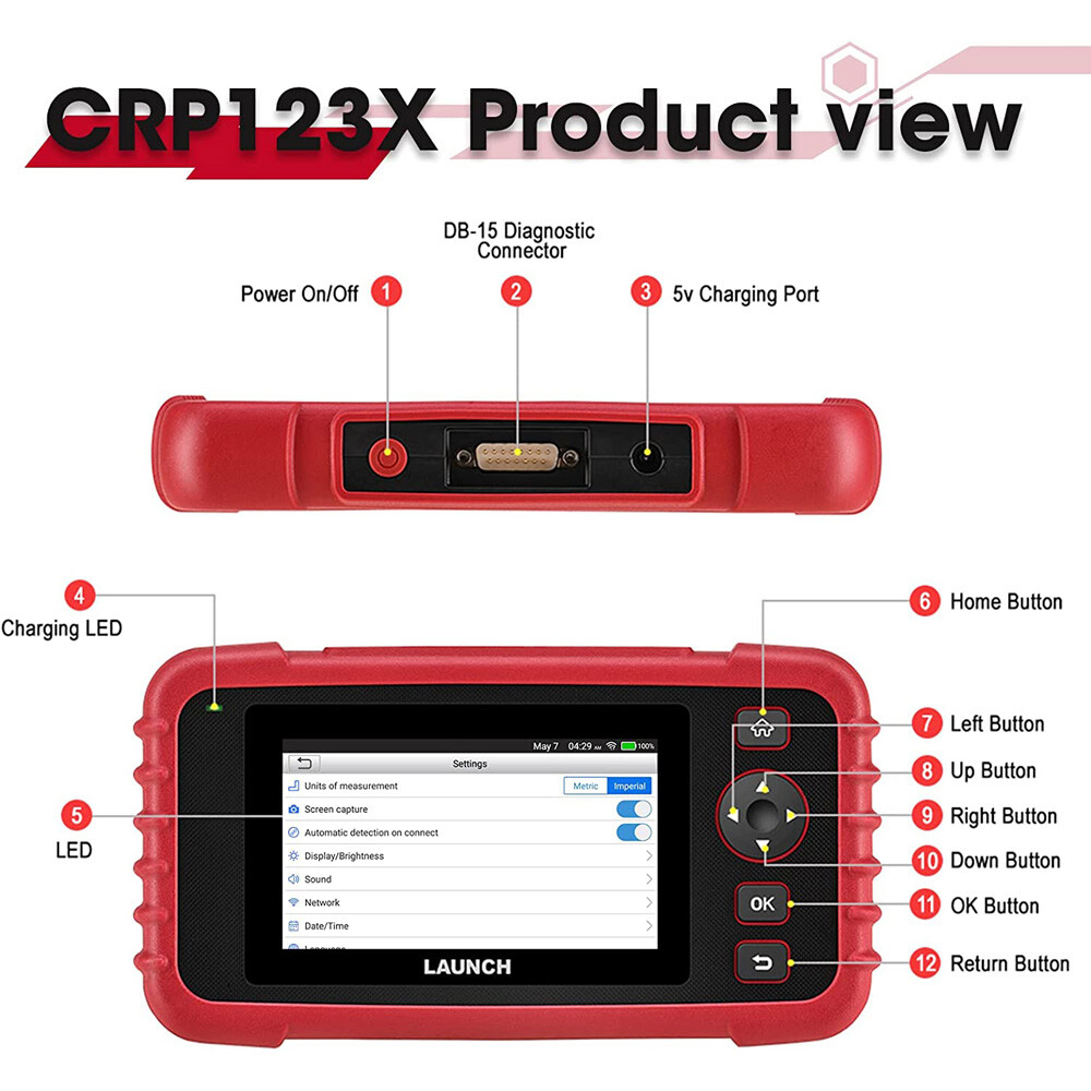 LAUNCH CRP123X OBD2 Scanner ABS SRS Code Reader Check Engine Car Diagnostic Tool