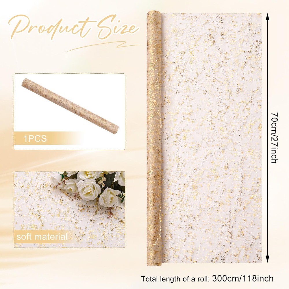 3PCS Gold Table Runner 10Ft Gold Sheer Table Runner Chiffon Fabric Cheeseclot...