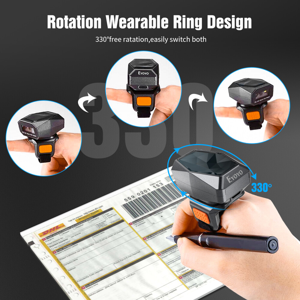 Eyoyo 5PCS 2D QR Code Barcode Scanner Wireless Wearable Ring Reader for PC Phone
