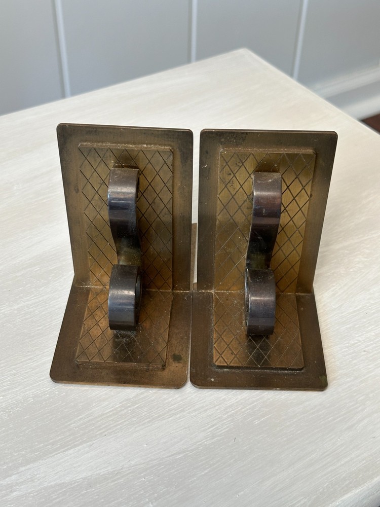 Vintage Bookends~Solid Brass Scroll~Antique~