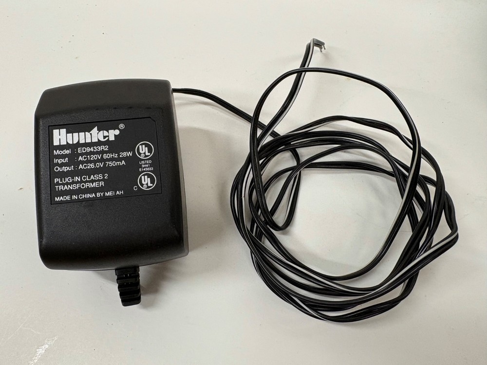 Hunter Sprinkler Irrigation Controller Power Supply plug in power cord