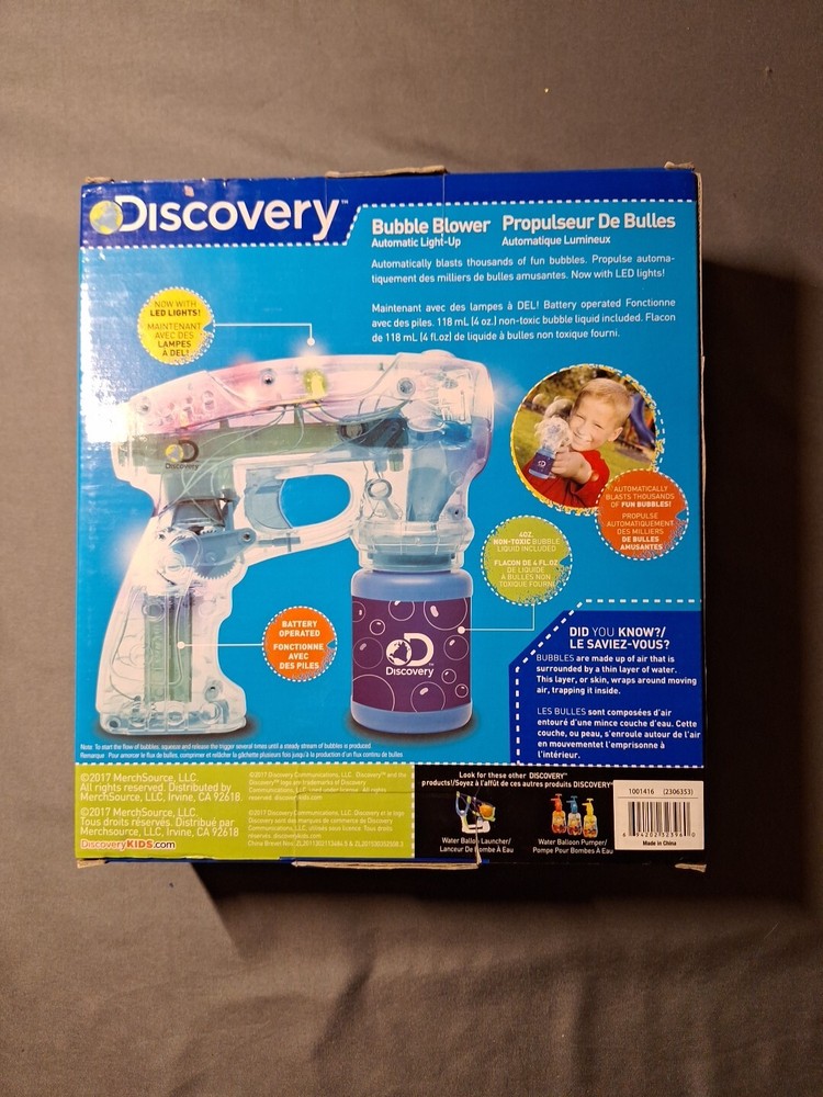 DISCOVERY KIDS LED LIGHT UP AUTOMATIC BUBBLE BLOWER GREEN NEW IN BOX