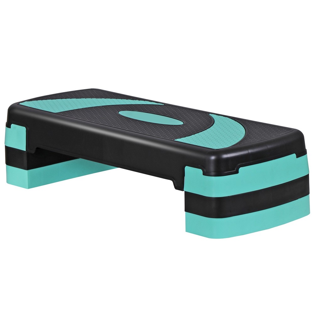 Aerobic Step Platform w/4 Stackable Riser Exercise Step Adjust 4"-6''-8'' Green