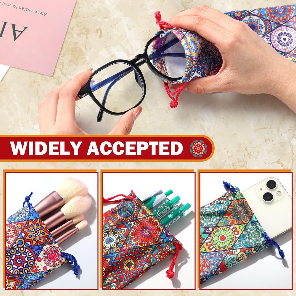 24 Pcs Sunglass Pouch Drawstring Microfiber Pouch Multicolor Soft Sunglasses ...