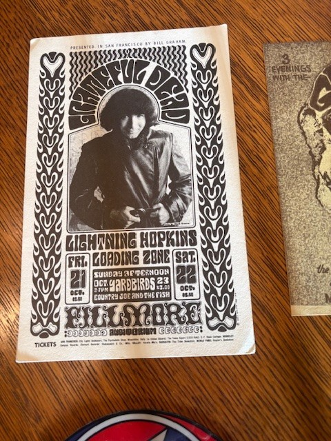 Grateful Dead Bundle ; 3 AUTHENTIC HANDBILLS, 3 DEADHEAD STICKERS(1 LARGE), +