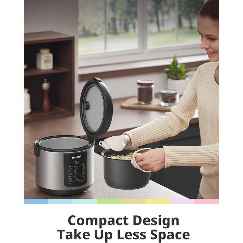 Multifunctional 8 Cup Electric Rice Cooker W/ Digital Display & 6 Programs New