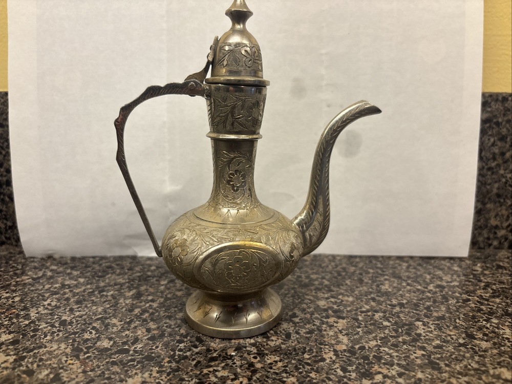 Vintage Solid Brass Mini Teapot; India; 5.5"