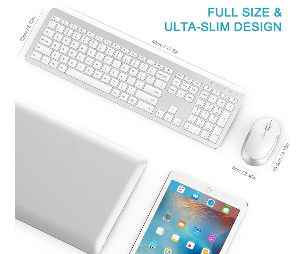 Wireless Keyboard and Mouse Combo - Full Size Slim Thin Wireless Keyboard Mou...