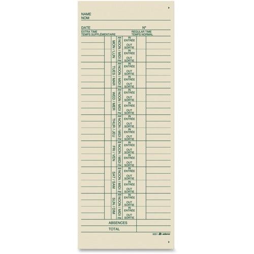TOPS Time Card 9351250