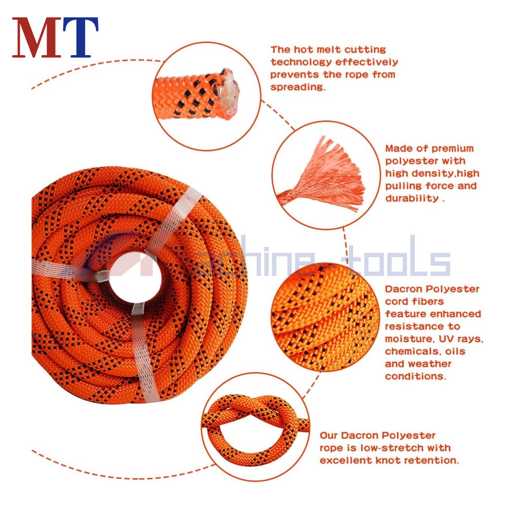 1/2" × 100' Bull Rope Breaking Strength 6180Lbs Double Braid Polyester Rope