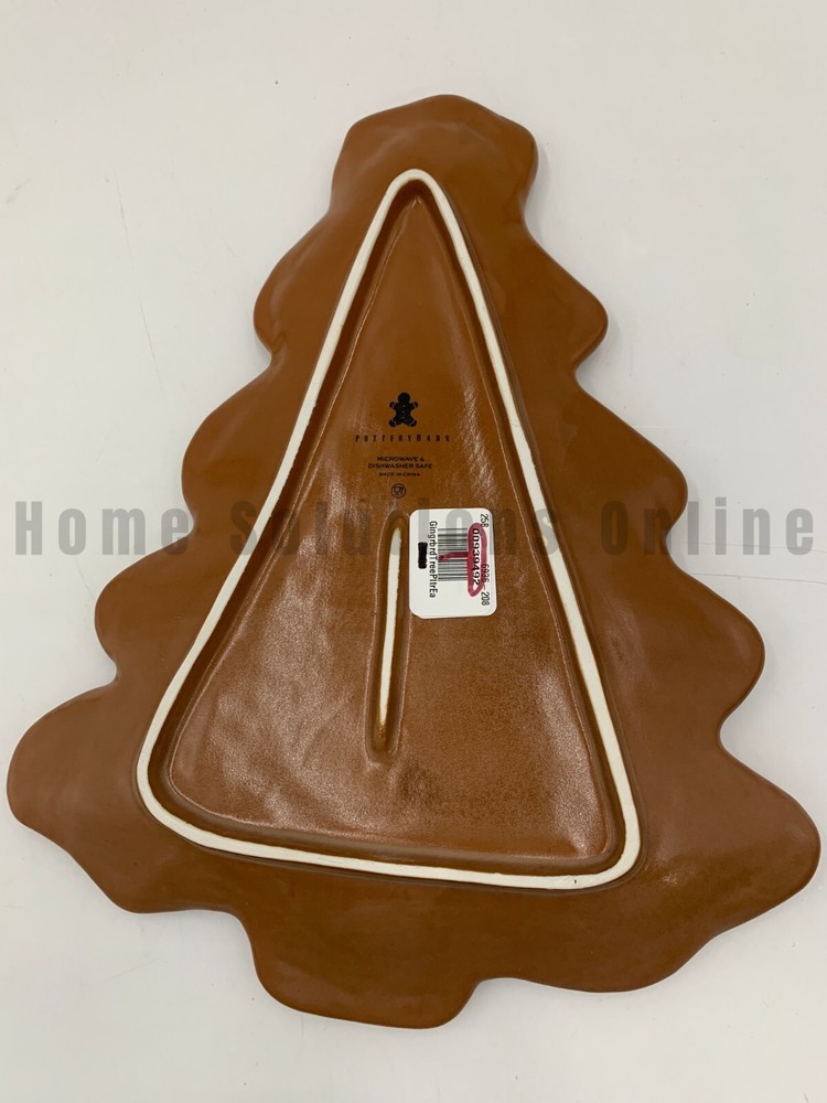 Pottery Barn Gingerbread Tree Matte Stoneware Platter Brown 9" w #U454