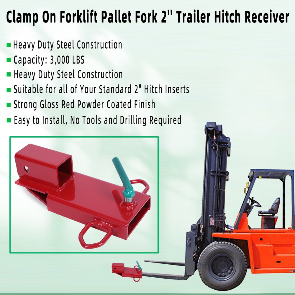 Clamp On Forklift Trailer Hitch 2" Receiver Attachment Fork Towing Adapter