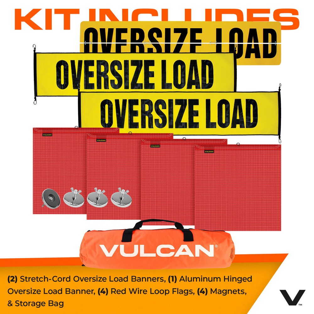 VULCAN Ultimate Oversize Load Flags, Oversize Load Signs, & Magnets Kit