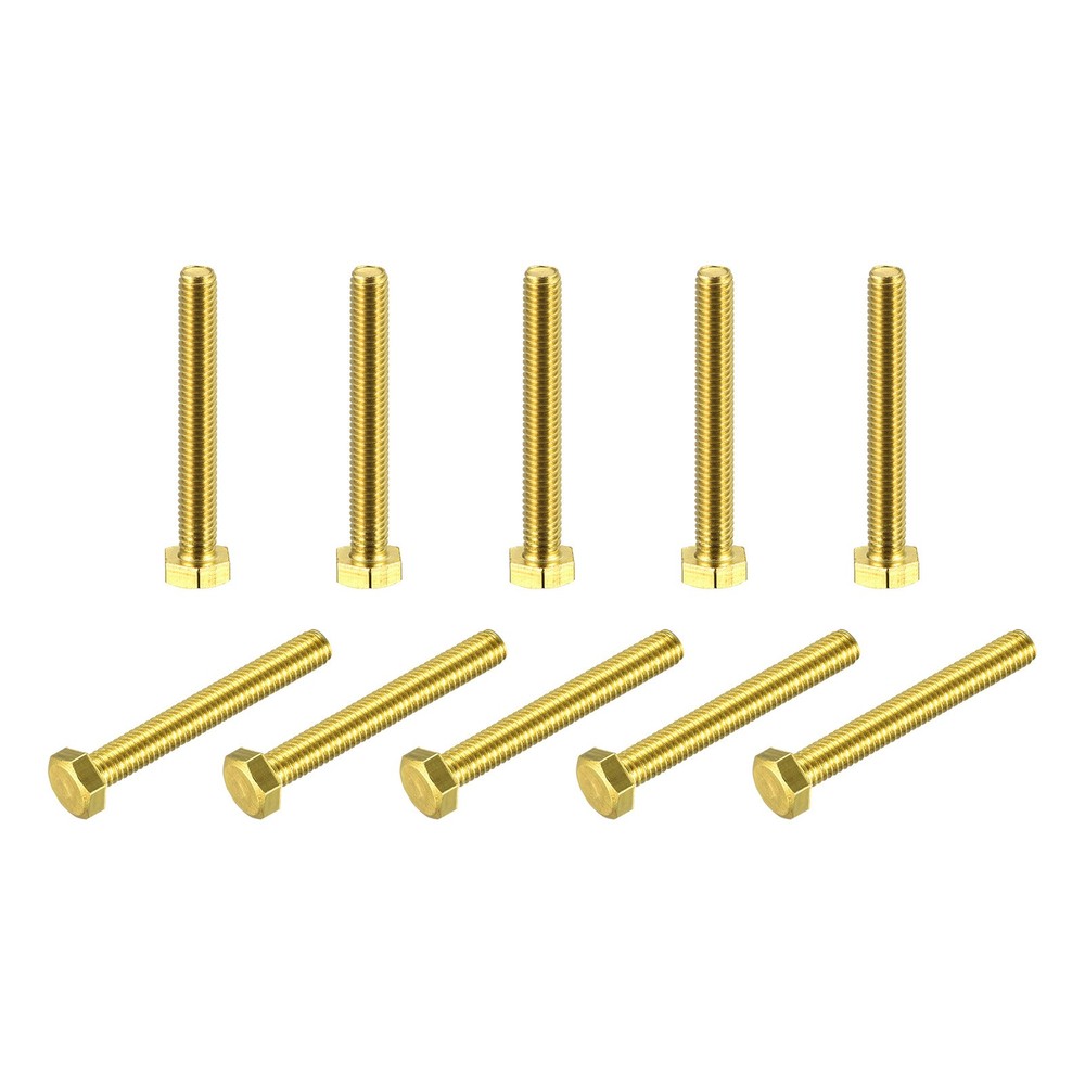 Brass Hex Bolts, M6x45mm 10pcs Fully Thread Grade 4.8 Machine Screws