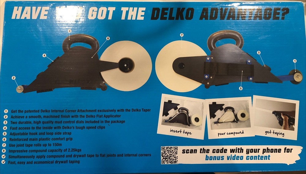 Delko Taper Banjo Drywall Taping Tool & Internal Corner Attachment