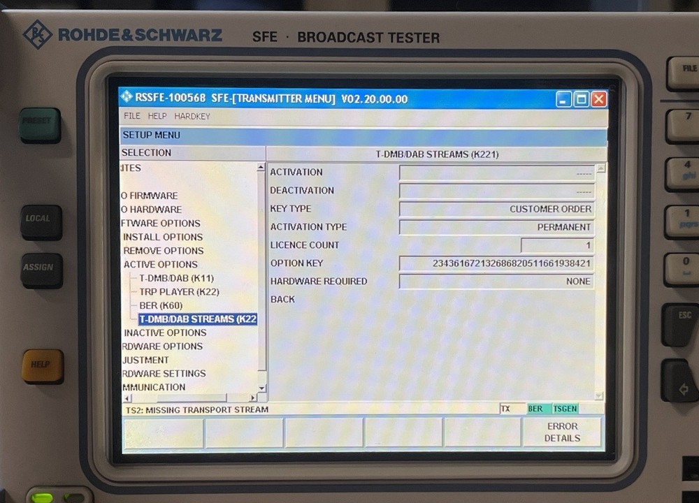 Rohde & Schwarz SFE, Broadcast tester