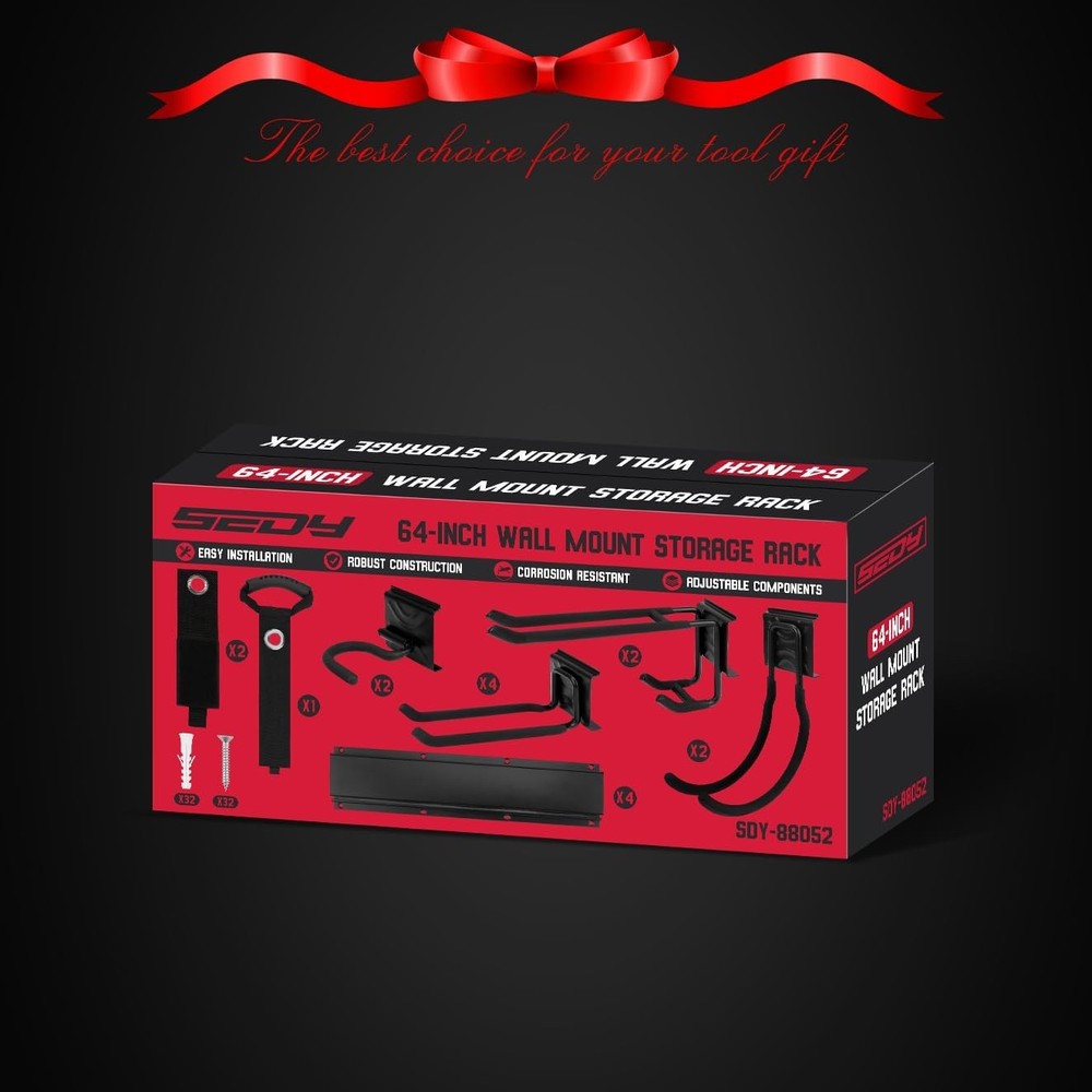 64" Heavy Duty Garage Storage Tool Organizer Wall Mount - Rack with...