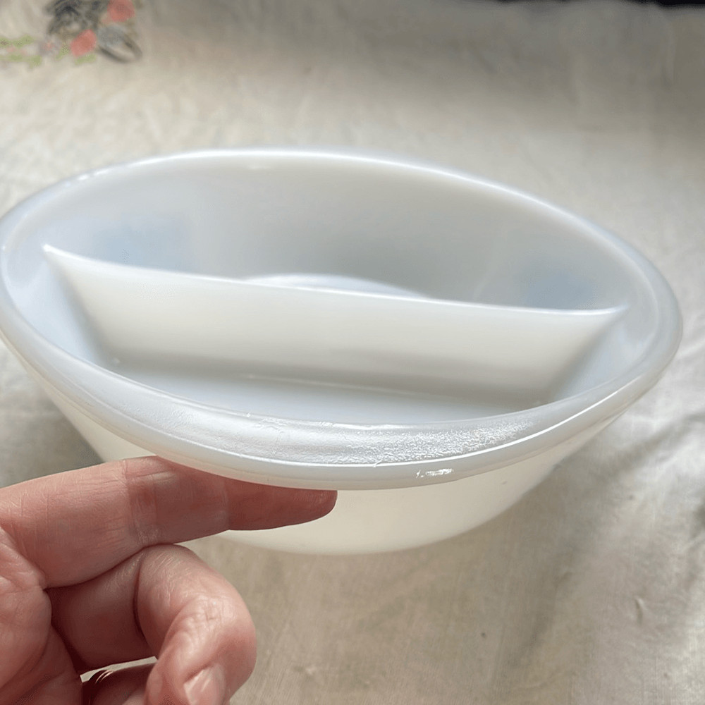 Vintage Glasbake divided dish Currier & Ives