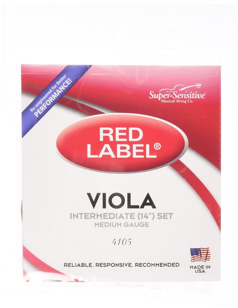 4105 Red Label Full Core Intermediate 14-Inch Viola Strings, Set of 4, Medium