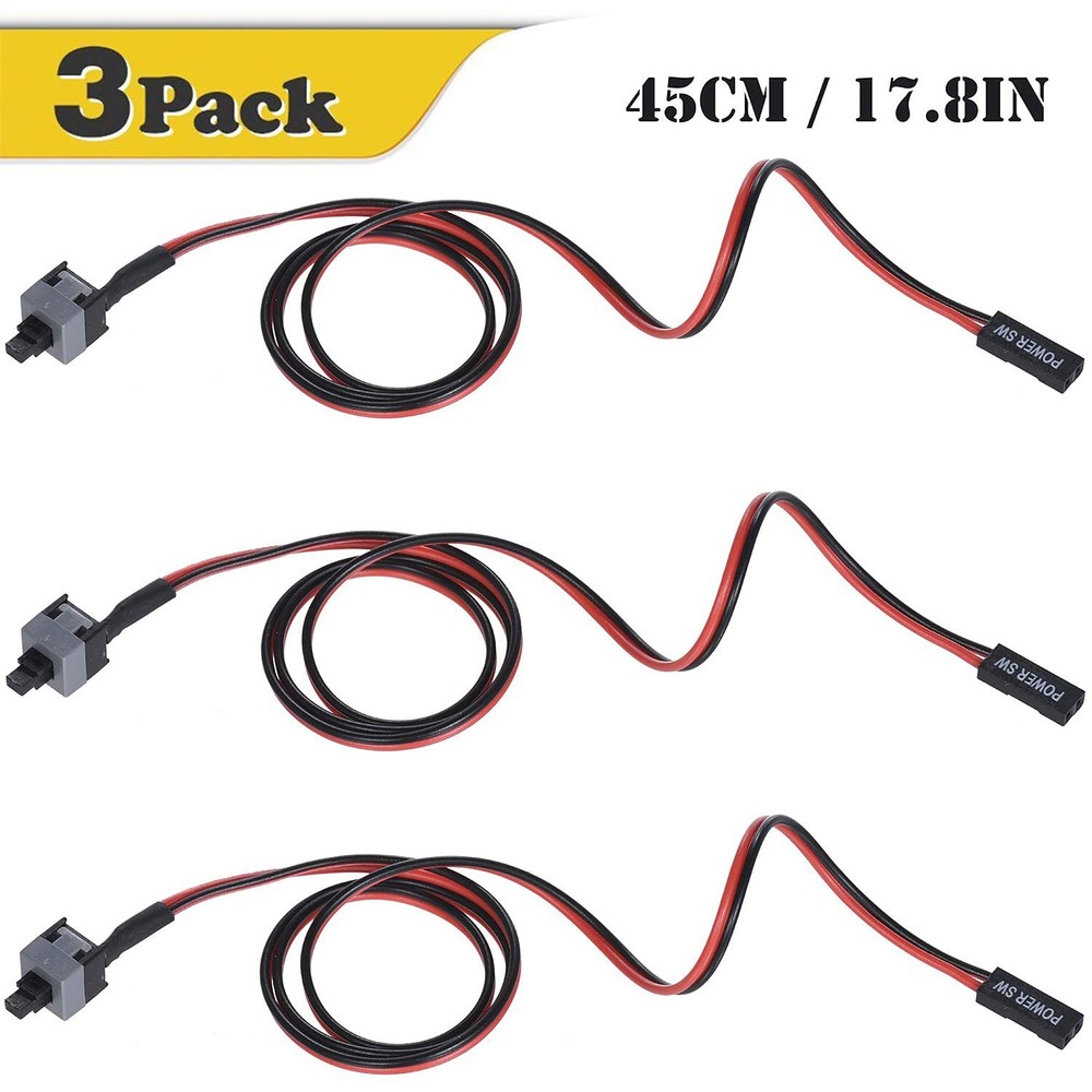 3 Pack 2 Pin SW PC Desktop Power Cable On/Off Push Button ATX Computer Switch...