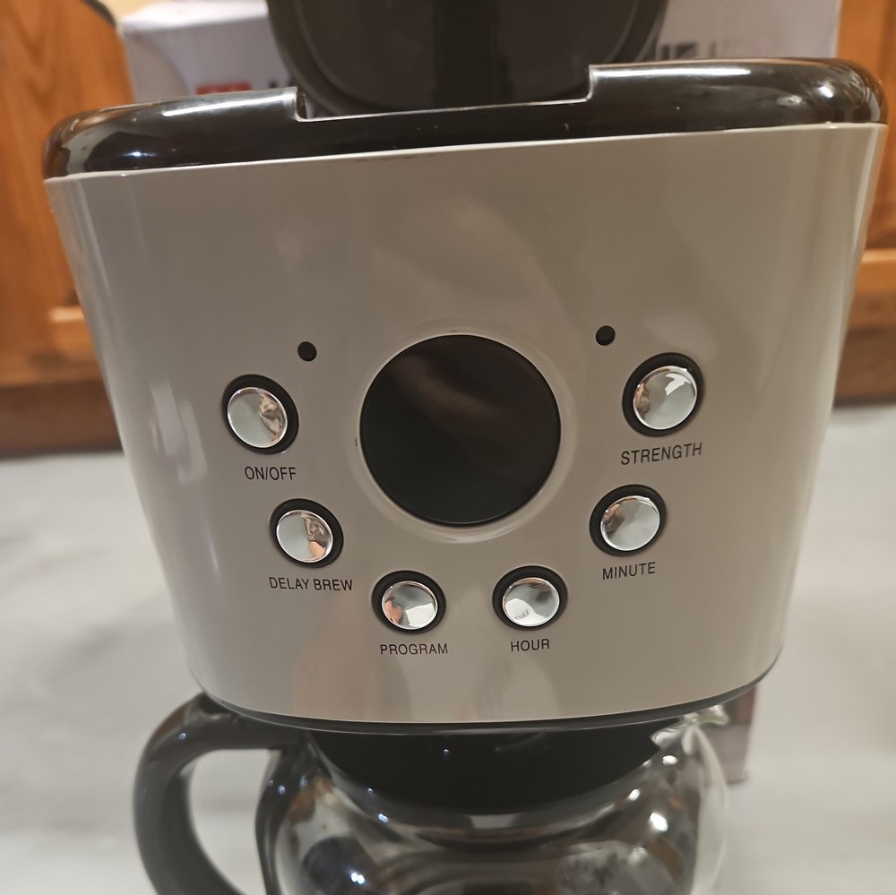 Haden Coffee Machine 12 Cup Programmable Drip CoffeeMaker Putty/Chrome(Open Box)